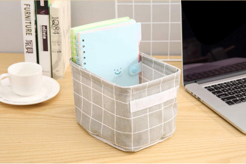 AARAINBOW 3 Packs Storage Basket Bins Canvas Mini Storage Cubes Storage Basket for Makeup, Toys Liners, Books Storage Baskets with Handles for She...