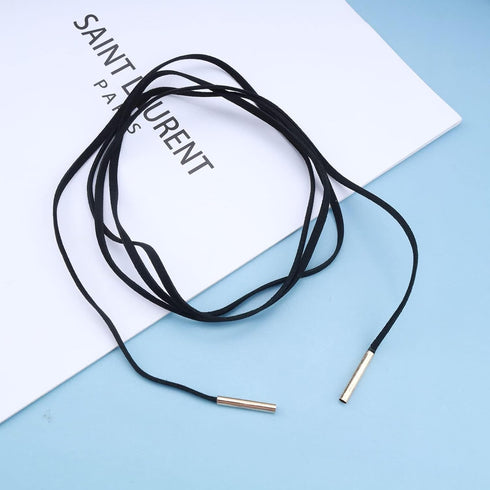 Gothic Velvet Long Choker Necklace Metal Bar Pendant Sexy Hippie Suede Rope Necklace Chain Long Wrap Lariat Y Necklace Black Rock Layered Leather ...