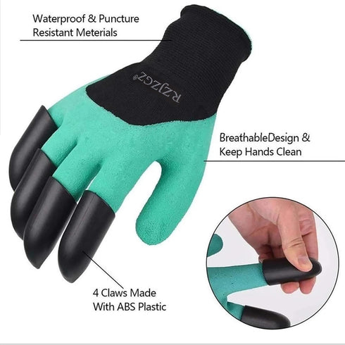 2 Pairs Garden Gloves with Claws for Women and Men Both Hands Gardening Work Gloves Garden Gloves Yard Work Safe Gloves for Easy Digging Planting...