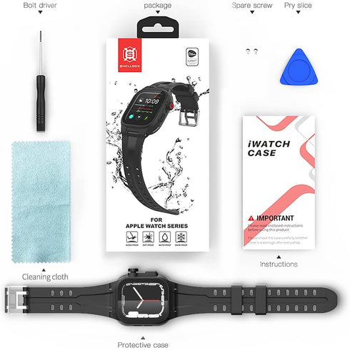 for Apple Watch Case 45mm Waterproof Case, IP68 Full Body Protection Case with Built-in Screen and Band, Case Cover for iWatch Series 9/8/7 45mm, ...