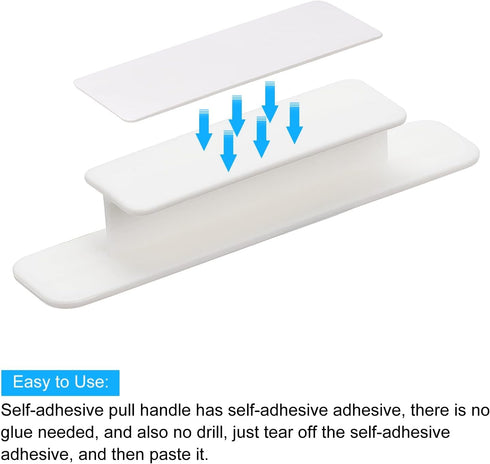 uxcell 6Pcs Self-Stick Handles, White Plastic Self-Adhesive Instant Drawer Handles Pulls for Bathroom, Closet, Wardrobe, Dresser, Window (110mm/4....