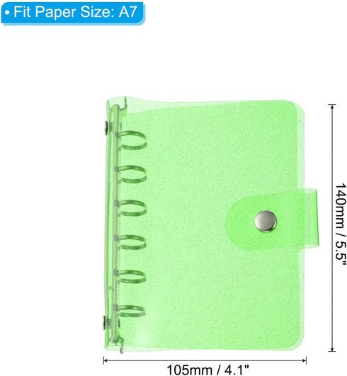 PATIKIL A7 Clear Binder Cover, Soft PVC Bling Loose Leaf Binder Protector Refillable Notebook Shell with Snap Button Closure for DIY Meeting Noteb...