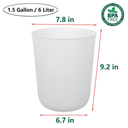 JiatuA Small Trash Can Plastic Wastebasket 1.5 Gallon Round Garbage Container Bin for Bathroom, Kitchen, Home Office, Dorm, Kids Room, White...