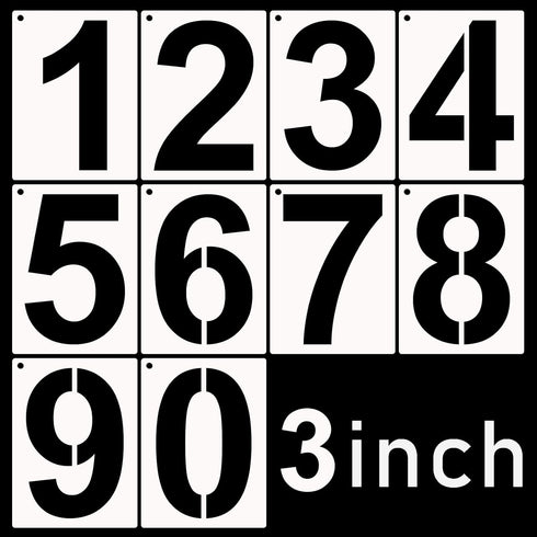 DXCYZ 3 Inch Tall Number Stencils Kit 0-9 Address Number Stencil, 10PCS Reusable Plastic Painting Number Templates for Mailbox Signs, Door, Cars, ...