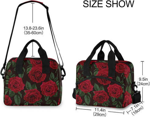 ALAZA Red Rose Flower Floral Insulated Lunch Box Reusable Cooler Bags with Shoulder Strap for Women Men Adults, 19-Can (12.5L)......