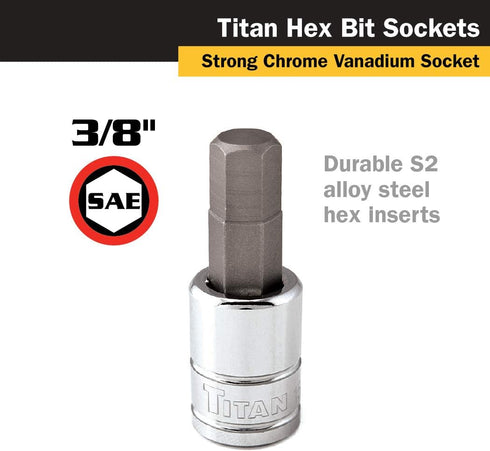 Titan 15660 3/8-Inch Drive x 3/8-Inch Hex Bit Socket...