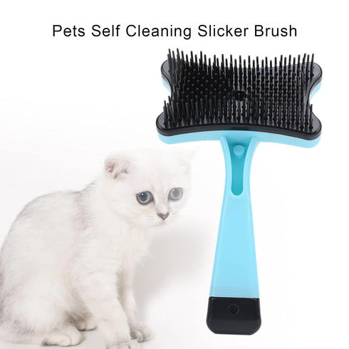 GLOGLOW Pet Grooming Brush, Self Cleaning Slicker Brush Short and Long Hair Shedding Brush for Dogs Cats Gently Removes Loose Undercoat(Blue) Hair...