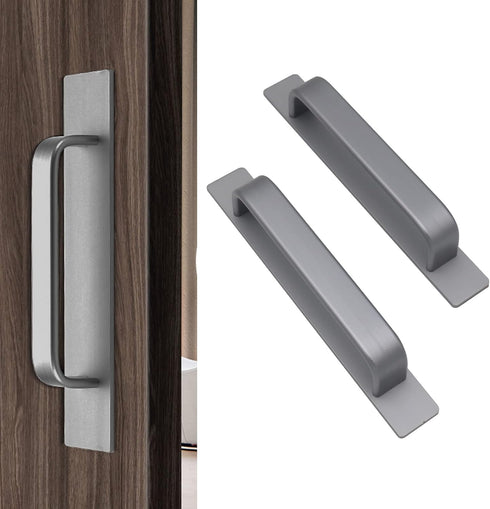 Adhesive Cabinet Drawer Handles Pulls - 2pcs Self-Stick Instant Aluminum Alloy Drawer Push Helper with 3M Adhesive Door Handle for Kitchen Cabinet...