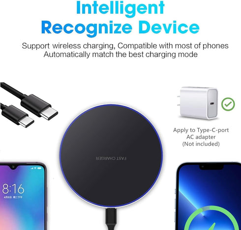 20W Fast Wireless Charger Pad,Wireless Phone Charging Station Compatible with iPhone 14/15/13/12/11/SE/X/AirPods,Fast Charge for Samsung Galaxy S2...