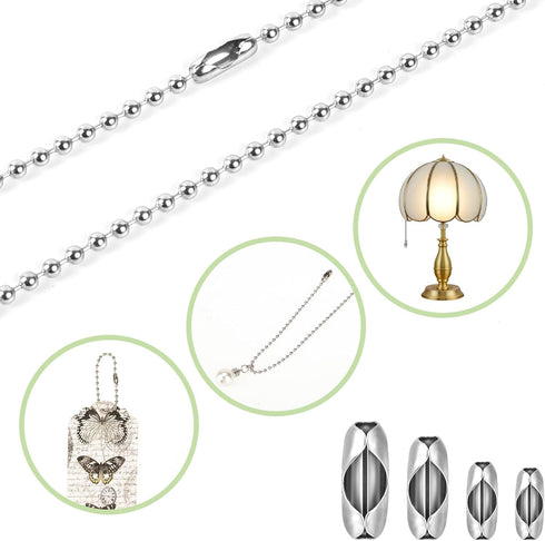 100Pcs Ball Chain Connector Silver Beaded Chain Fits for 1.5/2.0/2.4/3.2mm Beaded Ball Chain Jewelry Making Accessories Clips for DIY Crafts...