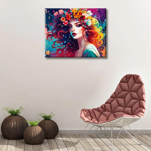 DIY Paint by Number Girl Paint by Numbers for Adults Beautiful Women Flowers Adult Paint by Numbers Kits on Canvas Abstract Style Paint by Numbers...