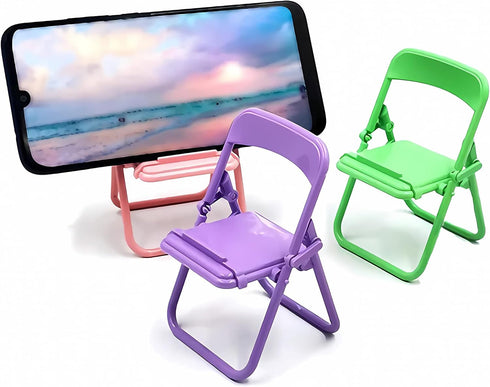 Cute Chair Cell Phone Stand for Desk, 3PCS Funny Cell Phone Holder Stand Compatible with Smartphone/Phone/Pad/Tablet/E-Readers,(Green/Pink/Purple)...