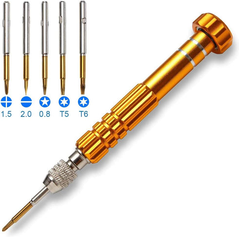MMOBIEL 5-in-1 Multifunctional Small Magnetic Precision Pocket Mini Screw Driver Set for Eyeglass, Smartphone, Tablet, Watch, Repair Tool Kit...