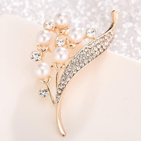 Women's Flower Brooch Pin Pearl Diamond Breastpin for Wedding/Banquet/Bouquet...