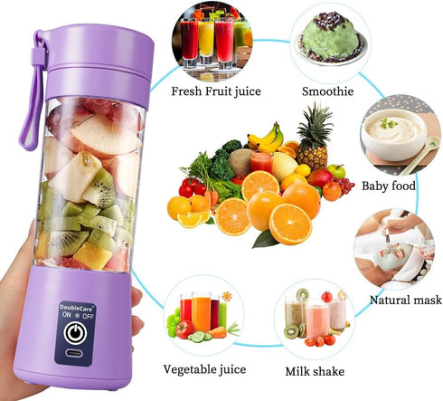 Portable Blender Cup,Electric USB Juicer Blender,Mini Blender Portable Blender For Shakes and Smoothies, juice,380ml, Six Blades Great for Mixing,...