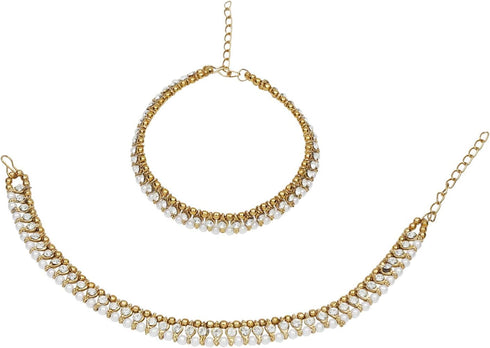 Efulgenz Indian Anklets for Women Crystal Ankle Bracelet White Pearl Ankle Bracelet Indian Payal Anklet Anklets Indian Style Payal Anklet Indian G...
