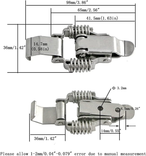 Stainless Steel All in one Double spring Locking Latch hasps Chest Toggle Catch Clasp Furniture Hardware Accessories w/Screws (2, M)...