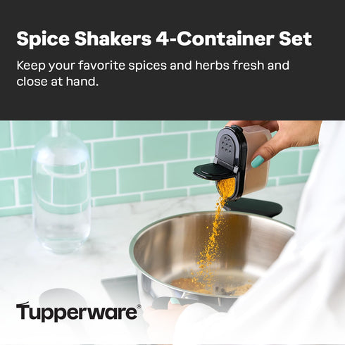 Tupperware Small Spice Shakers - Set of 4, Keeps Dry Herbs and Spices Fresh, BPA-Free, Dishwasher Safe...