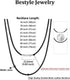 Bestyle Long Leather Necklace Wax Cord Rope Chain Men, Mens Bradied Leather Necklace Jewellery Mens Waterproof Black Cords Necklace for Pendant, 3...
