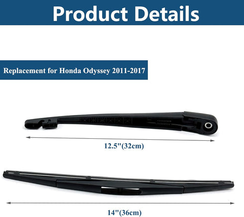 Rear Windshield Wiper Arm with Wiper Blade for Honda Odyssey 2011-2017 Rear Windshield Back Wiper Arm Blade Replacement OEM # 76720-TK8-A01, 76730...