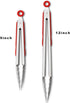 304 Stainless Steel Kitchen Cooking Tongs, 9" and 12" Set of 2 Sturdy Grilling Barbeque Brushed Locking Food Tongs with Ergonomic Grip, Red...
