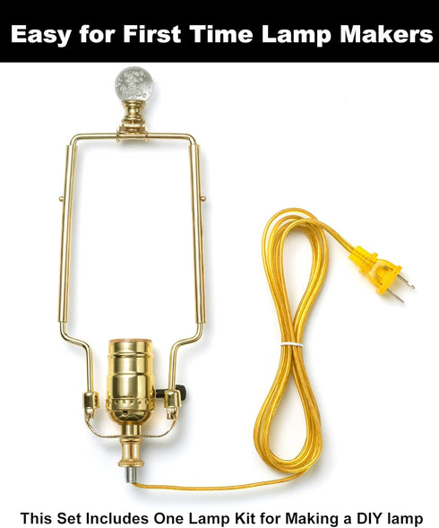 Qc Lamp Harp Kit for Lamp Socket Replacement and Rewire, Lamp Parts for Repair Table and Floor Lamps, Brass Finish Table Lamp Wiring Kit, DIY Lamp...