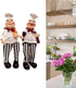 Set of 2 Home Kitchen Decor Chef Figurines Bread & Wine with Dangling Legs Shelf Sitters Figurine Statue for Kitchen Shelves, Cupboard, Countertop...