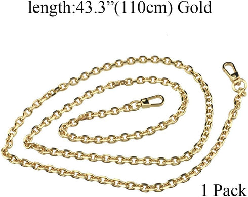 HAHIYO Mini Pochette Purse Chain Strap Thin Wide 6mm for LV Length 43.3 inches Thick 2mm Shiny Gold for Shoulder Cross Body Sling Handbag Wallet C...