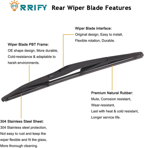 Rear Windshield Wiper Arm Blade Set 15232653 for Chevy Trailblazer 2007-2009, for GMC Envoy 2007-2009, for Buick Rainier 2006-2007, for Saab 9-7x ...