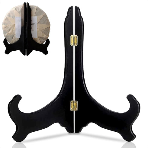 Guffman 12 Inch Wooden Display Stand - Black Wood Plate Stand Frame - Decorative Plate Holders Stands for Display Pictures, Cookbooks, Home, Birth...