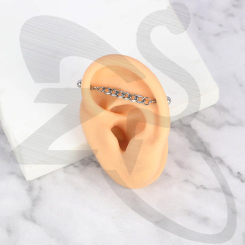 ZS 4Pcs 14G Chain Industrial Barbell Earring, 316L Surgical Steel Chain Cartilage Helix Stud Earrings, Industrial Bar Piercing Jewelry for Women M...