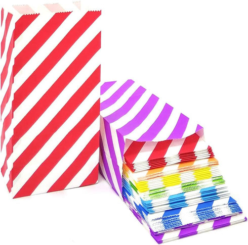 Bright Color Striped Paper Bags Rainbow Party Bags for kids’ Birthday Party Baby shower Wedding (3.5×2.3×7 in 50CT)...