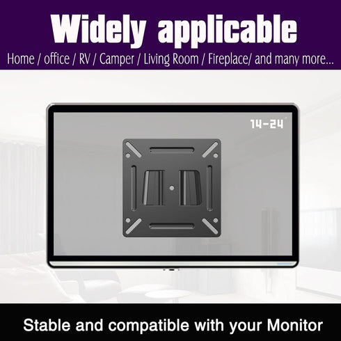 Monitor Wall Mount for Most 14-24 Inch Wall Mount Bracket Fit Camper Boat Trailer 13 15 17 19 21" Screens Ultra Slim Small Monitor Mount VESA Up t...