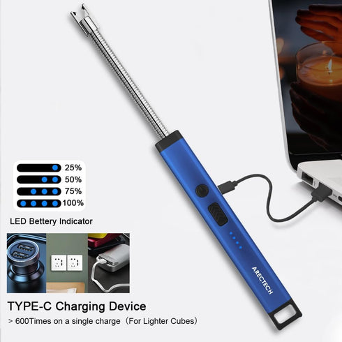 ARECTECH Lighter Candle Lighter Electric Lighter Rechargeable USB Arc Lighters for Candle Camping Fireworks Christmas Birthday Gifts with LED Ligh...