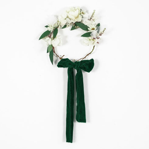 MEEDEE Green 3 Inch Velvet Ribbon Fringe Raw Edge Silk for Wreaths, Flower Bouquet, Dress Sash, Baby Shower, Wedding Decor (3 Yards)...
