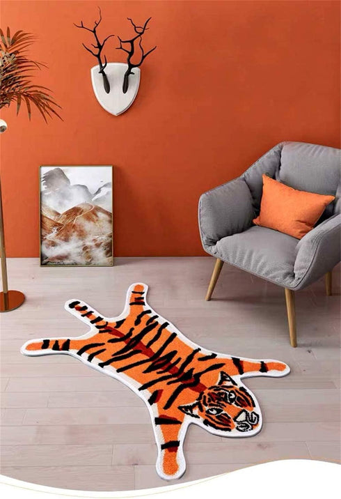 Tiger Print Rug,Cute Faux Tiger Rug Small Area Rugs for Home Decor Fluffy Animal Print Kids Carpet for Livingroom Bedroom,Orange 1.8x2.8 ft / 21.6...
