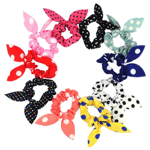 AKOAK 20 Pcs Per Pack Lovely Baby Girl's Rabbit Ear Hair Tie Bands Polka Dot Leopard Trip Ponytail Holder...