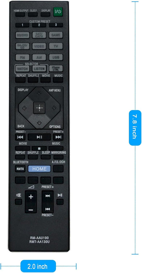RMT-AA130U RM-AAU190 Replace Remote Control Applicable for Sony STR-DN1060 STR-DN860 STR-DH550 STR-DH750 STRDN1060 STRDH550 STRDH750 Home Theatre ...