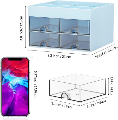 LETURE Desk Organizer Office Desktop Organizer with Drawer, Desk Top Accessories Stationary Organizer Desk Caddy, Pen/Pencil/Business Card/Sticky ...