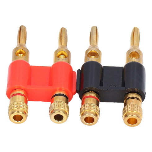2Pcs Stackable Dual Banana Banana Plugs for Speaker Wire, Banana Connectors for Speaker Wire, Brass Banana Plug 2 Way Banana Connectors Male Plug ...