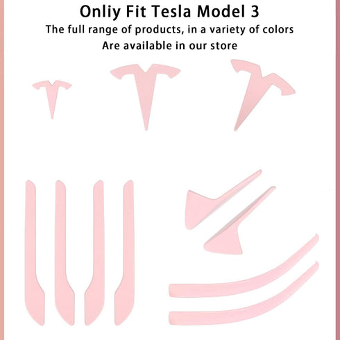 Fit Ttesl Model 3 Side Mirror Trim Strip Compatible with Model 3 2017-2023 Protect Side Mirror Trim Cover ABS Exterior Accessories(Light Pink)...