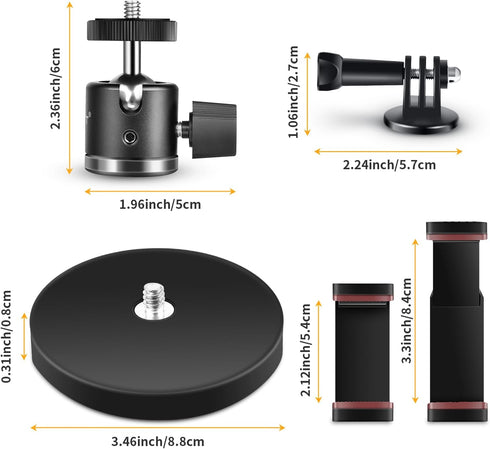 UTEBIT Magnet Camera Mount for Go Pro - 88MM Powerful Magnetic Base for Car, 360 Degree Rotation Ball Head, GoPro Adapter, Phone Holder, Compatibl...