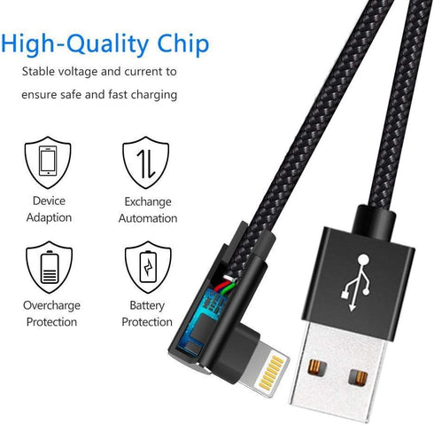 Hi-Mobiler Fast Charging Cable, 3ft Right Angle Cable,3 Pack Nylon Braided Fast Speed Data Sync Charging Cord Powerline Compatible with Phone 13/1...