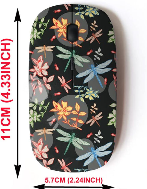 2.4G Wireless Mouse with Cute Pattern Design for All Laptops and Desktops with Nano Receiver - Dragonfly Wild Rose Autumn...