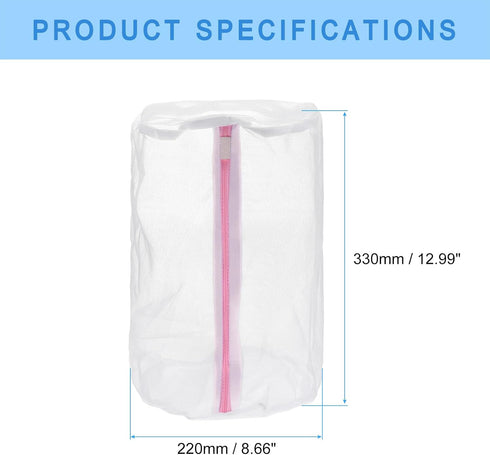 uxcell 2Pcs Shoes Washing Bag, 8.7 x 13 Inch Cylinder Fine Mesh Laundry Bags for Washing Machine Wash Sneakers, Slippers, Delicate, Underwear, Whi...