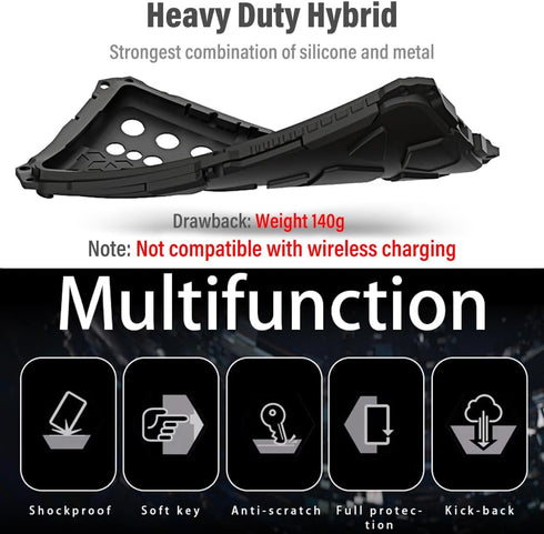 Armor Phone Case for Samsung Galaxy S23 Ultra Military Grade Drop Protection Cover S23Ultra 5G Heavy Duty Hybrid Metal Bumper Built-in Silicone Sh...