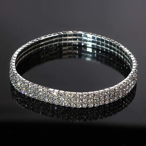 LucBuy 2PCS Twinkle Diamond Anklet, Elastic Rhinestone Tennis Ankle Bracelets for Women,Crystal Silver-Tone Sparkling Charm Foot Jewelry,Bling Shi...