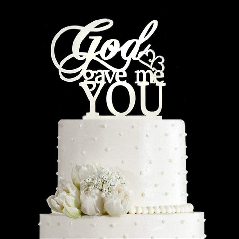 God Gave Me You Wedding Cake Topper for Wedding/Engagement/Marriage Party Decorations (Mirror Silvery Acrylic)...