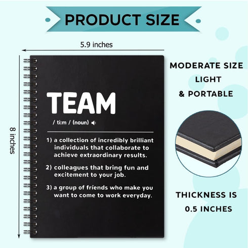 Team Definition 160 Blank Pages Spiral Notebook, Funny Team Work Notebook Gift for Coworker, Dream Team Gifts for Colleague, Team Member Gift, New...