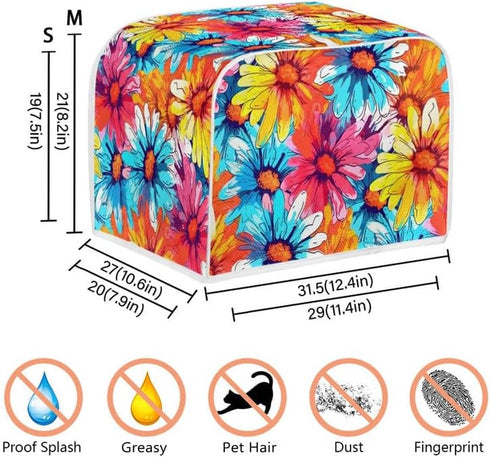 4 Slice Toaster Cover Van Gogh Style Sunflower Plus Size Toaster Dust Cover Oil Painting Flowers Yellow Microwave Oven Cover Dust and Fingerprint ...